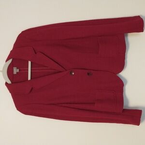 J Jill Gorgeous Deep Red Tailored Boiled Wool Blazer Jacket Medium
